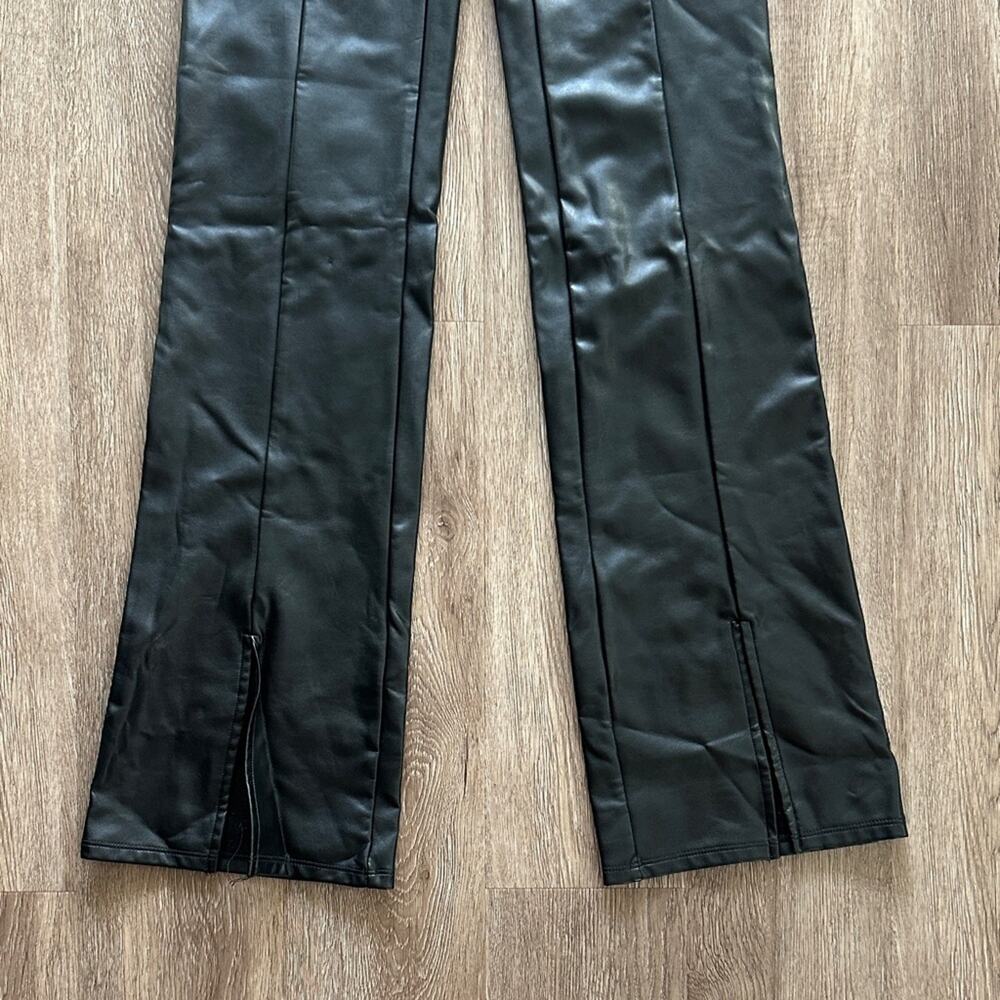Abercrombie & Fitch Faux Leather Pull On Split Front Hem Pants Black Size Small - Picture 3 of 4